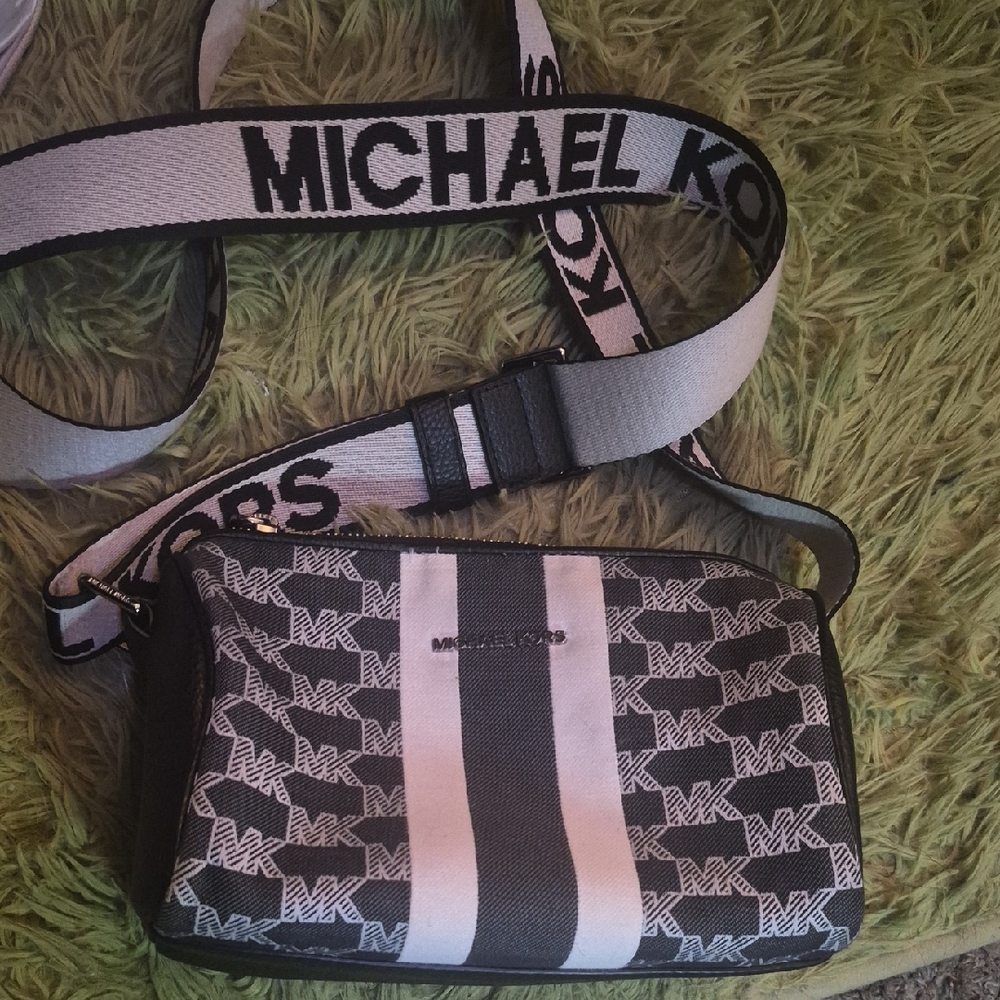 Michael Kors Monogram Black and White Belt Bag